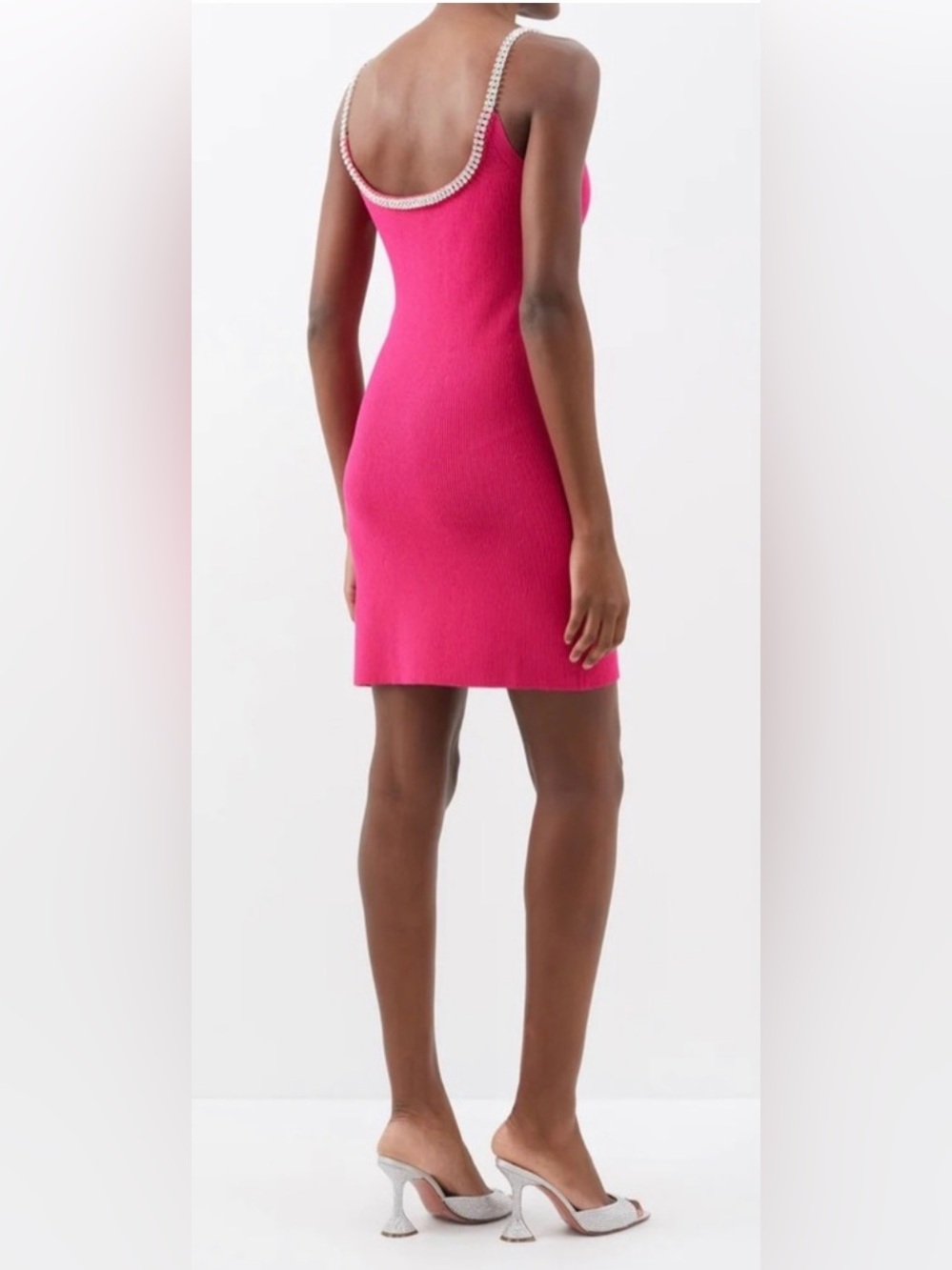 Paco Rabanne Crystal Embellished Ribbed Knit Mini Dress in Pink Raspberry - Picture 5 of 13